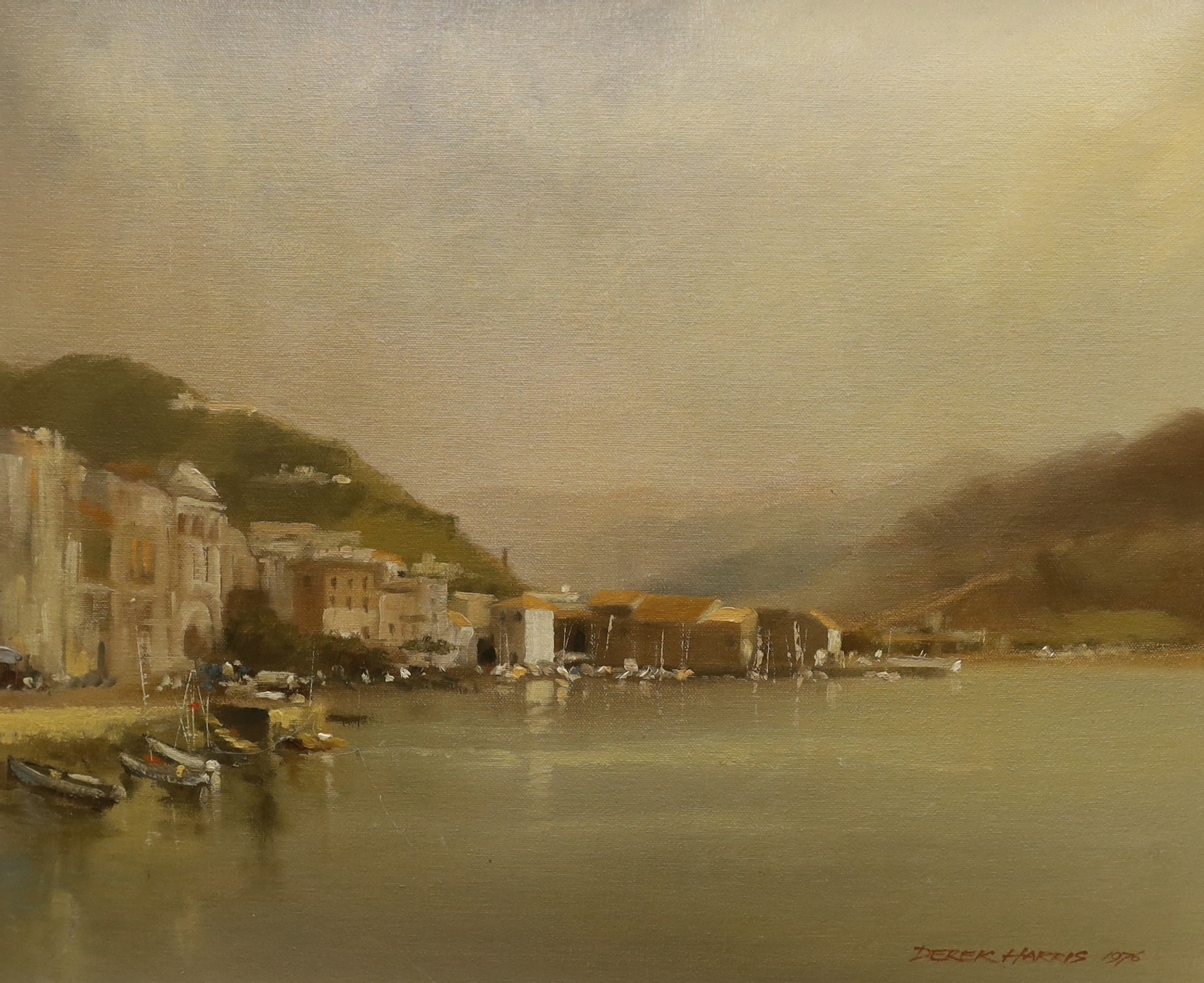 Derek Harris, oil on board, Estuary scene, signed and dated 1976, 50 x 60cm
